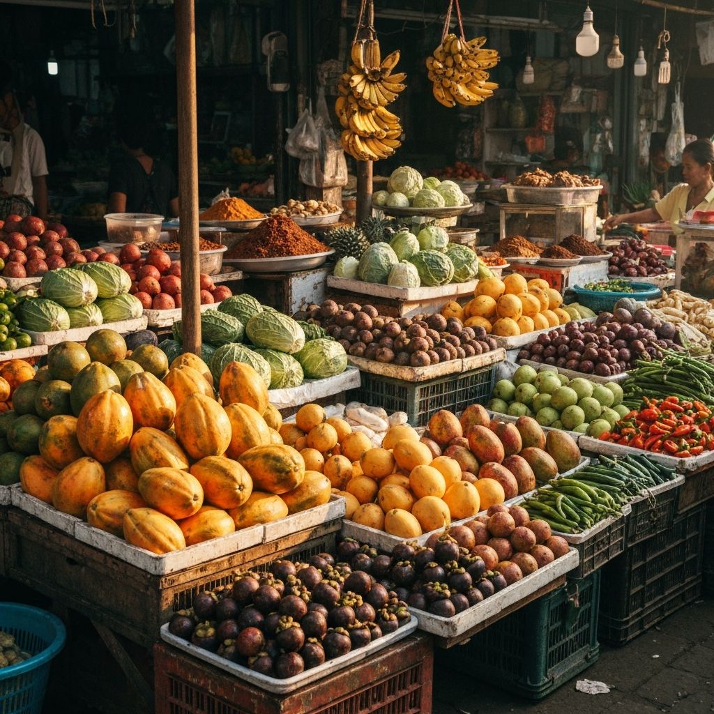 Colorful fresh produce at Indonesian market